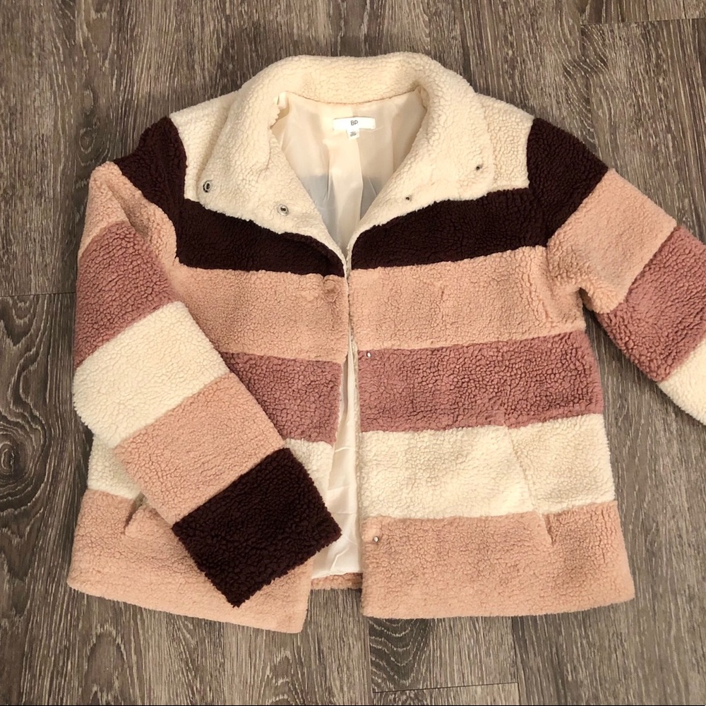 BP faux shearling stripe jacket